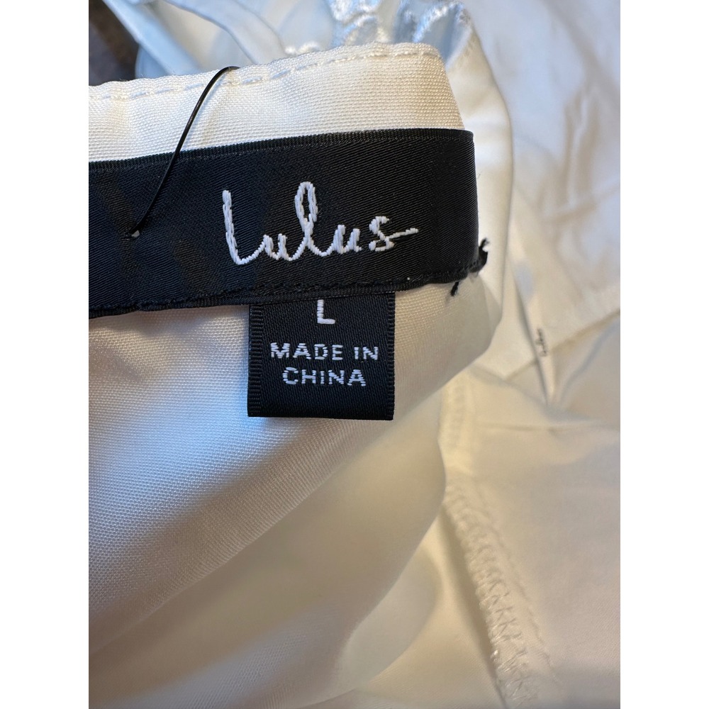 Lulus White Floral 3D Embroidered Organza Midi Dress Fairycore Woman's Large NWT - Picture 6 of 17
